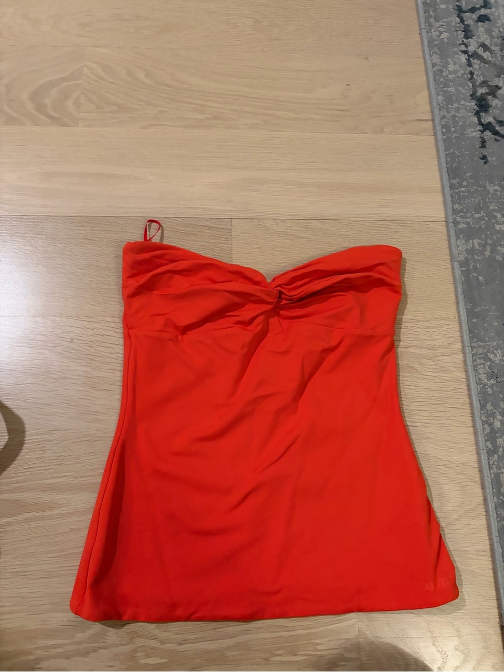 Aritzia Strapless Red/Orange Twist-Front Tube Top